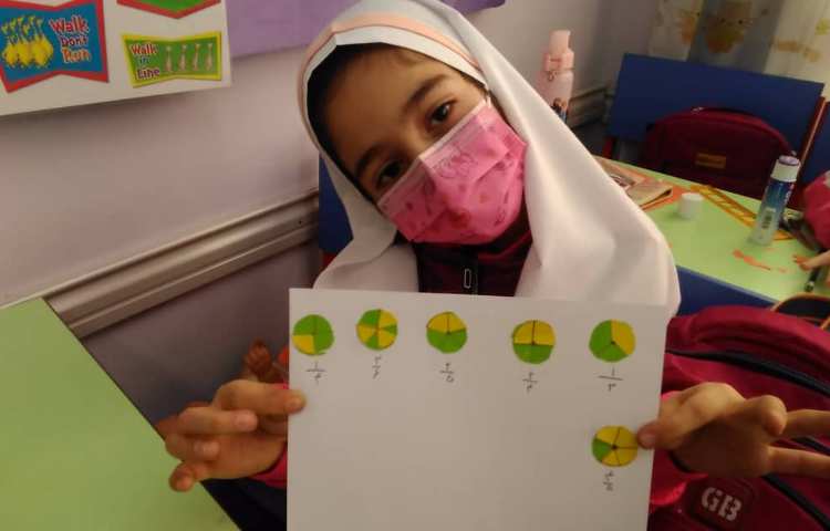 آشنایی با تقسیم بندی دایره و نمایش انواع کسر ها بر روی آن با دست ورزی 2