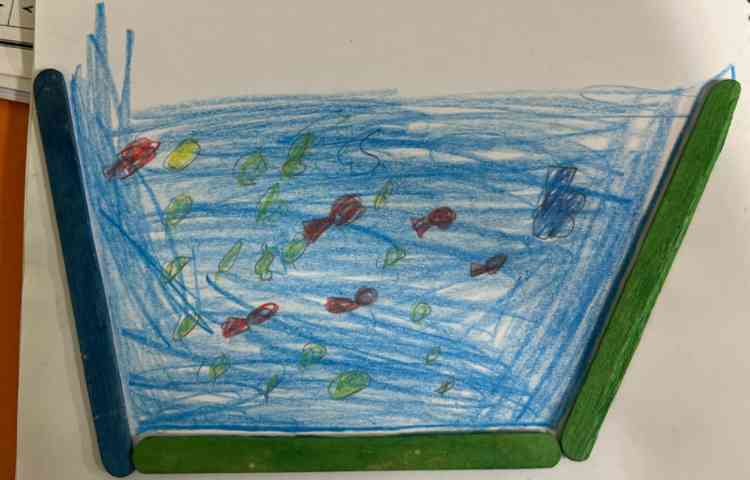 آموزش تنگ ماهی کلاژ ونقاشی 2