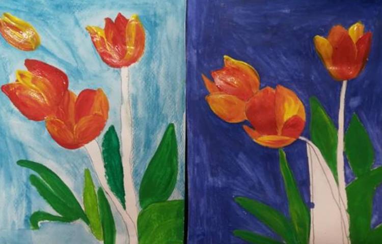 آموزش طراحی گل لاله پایه چهارم 2