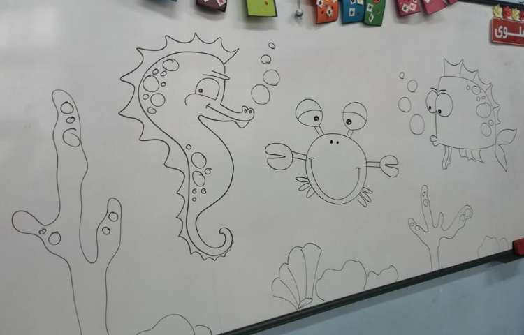 آموزش نقاشی حیوانات دریایی 1
