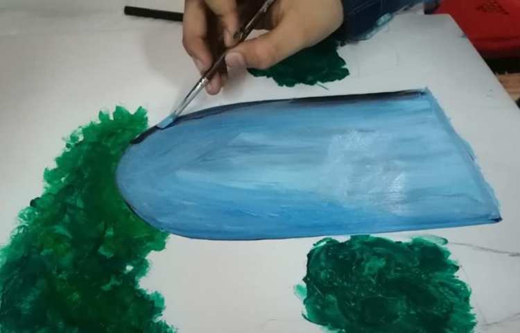 آموزش نقاشی رنگ روغن روی بوم نقاشی پایه چهارم 3