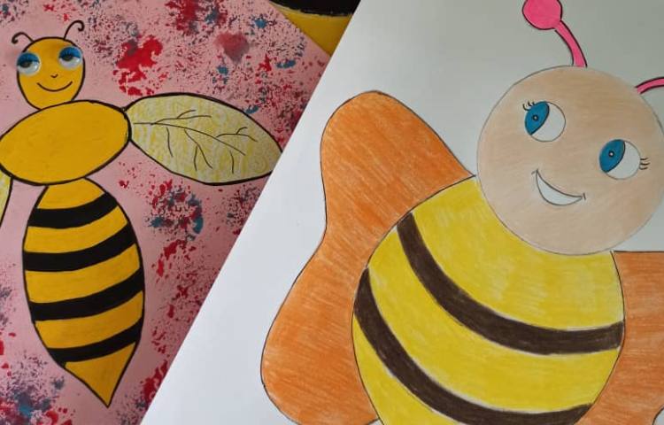 آموزش نقاشی زنبور 1