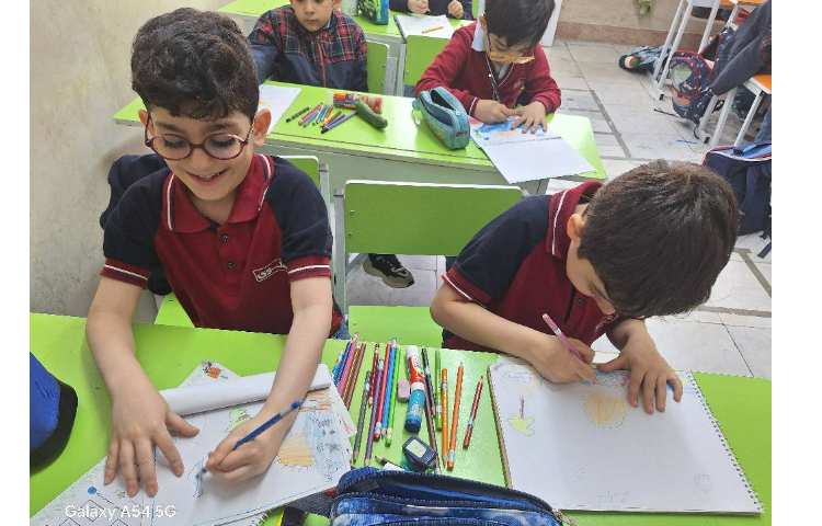 آموزش نقاشی ساحل و غروب خورشید پایه اول 1