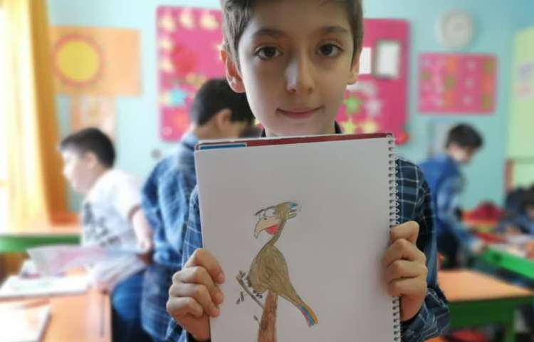 آموزش نقاشی و طراحی پرنده پایه سوم دبستان 2