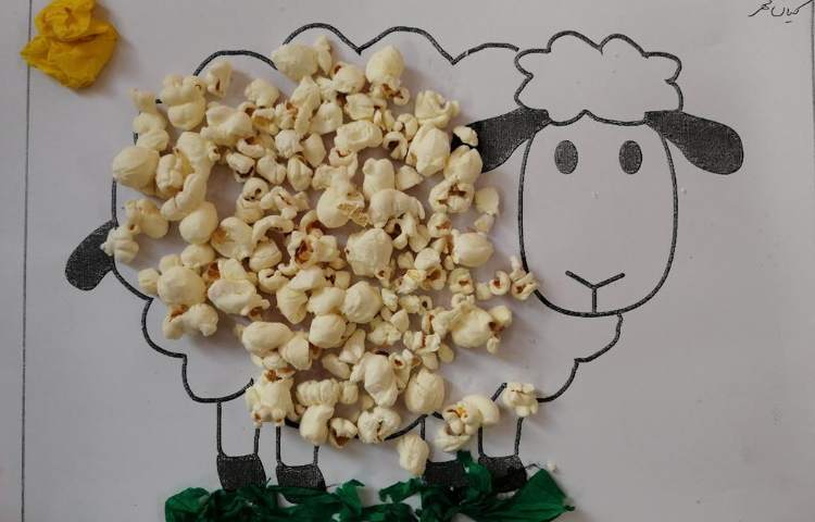 آموزش نقاشی و کلاژ گوسفند 5