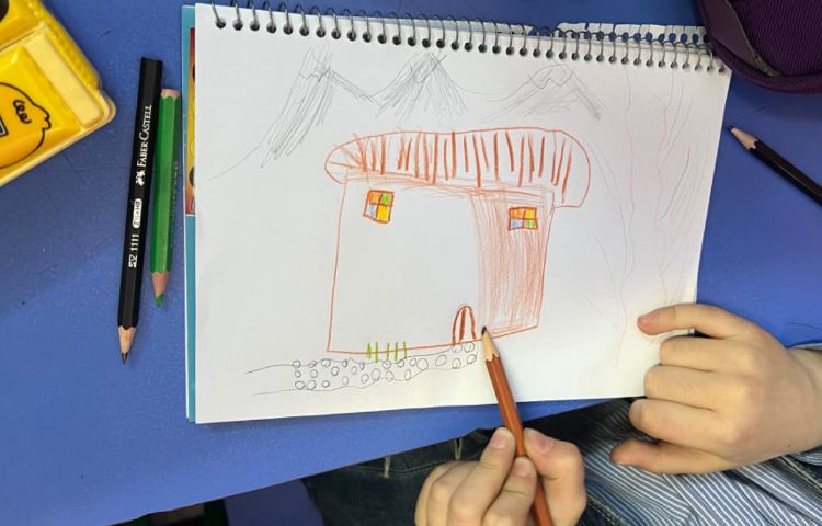 آموزش نقاشی کلبه کاه گلی 3