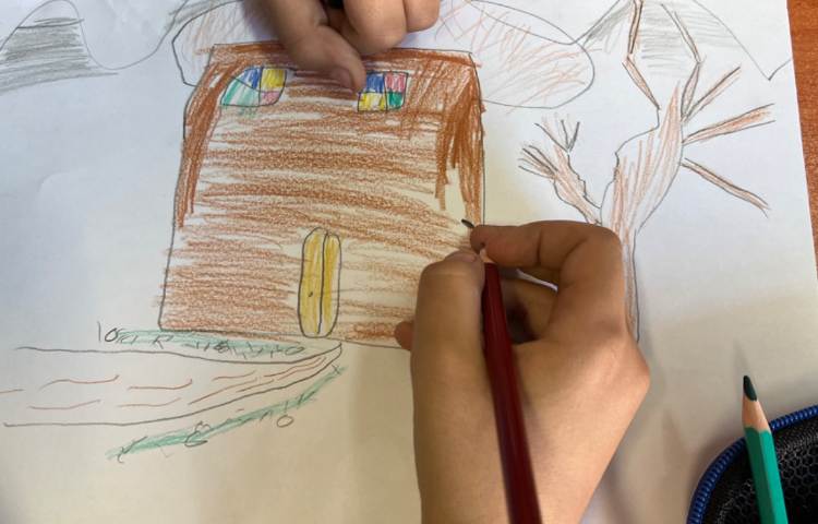 آموزش نقاشی کلبه کاه گلی 4