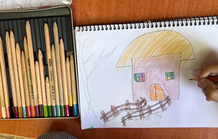 آموزش نقاشی کلبه کاه گلی 9