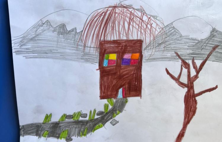 آموزش نقاشی کلبه کاه گلی