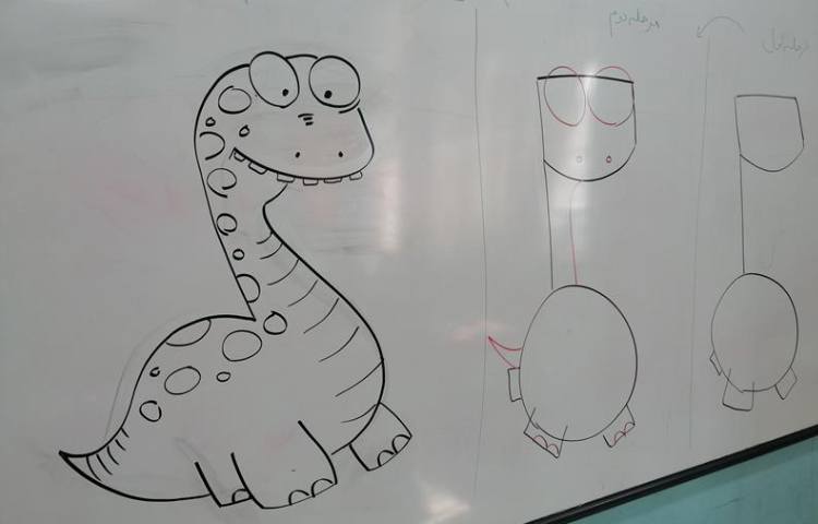 آموزش کشیدن نقاشی دایناسور پایه سوم 1
