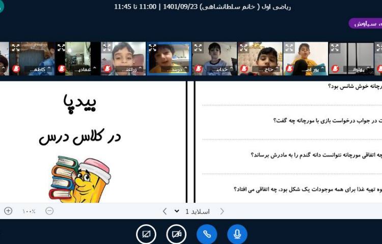 :اجرای طرح بیدپا در کلاس آنلاین، کلاس پرتقال 3