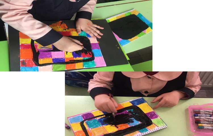 ادامه نقاشی سیاه کاری با پاستل 2