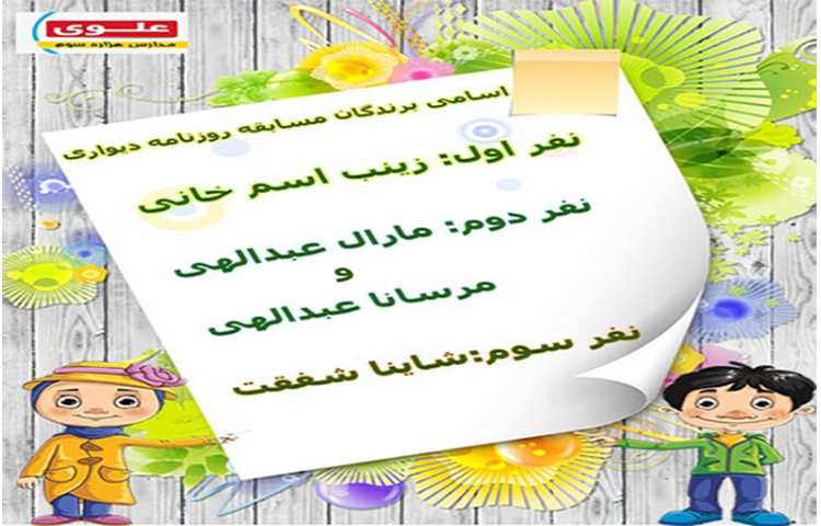 اسامی برندگان مسابقات درون شعبه ای در رشته روزنامه دیواری 1