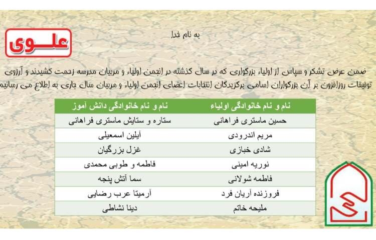 اسامی برگزیدگان انتخابات اعضای انجمن ا‌ولیا و مربیان 1