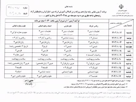 اعلام برنامه امتحانات نهایی دی؛ بدون تأثیر در سابقه تحصیلی