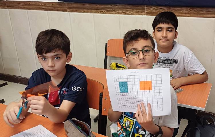 اموزش مساحت، حل کاربرگ و نقاشی شطرنجی 1