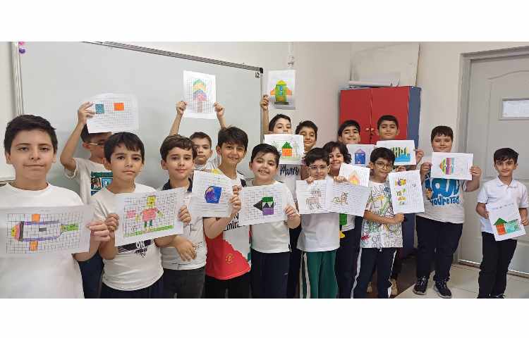 اموزش مساحت، حل کاربرگ و نقاشی شطرنجی