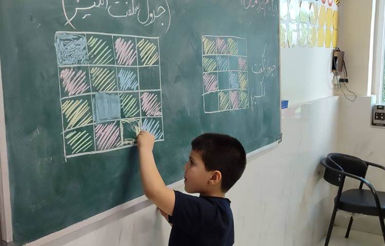 انجام تمرینات ریاضی جدول شگفت انگیز پای تخته 3