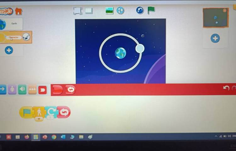 انجام پروژه شماره دو اسکرچ جونیور حرکت ماه به دور زمین 2