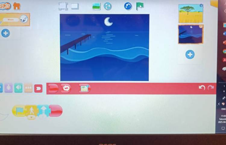 انجام پروژه شماره سه و چهار اسکرچ جونیور غروب آفتاب طلوع ماه 1