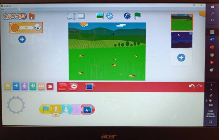 انجام پروژه شماره سه و چهار اسکرچ جونیور غروب آفتاب طلوع ماه 1