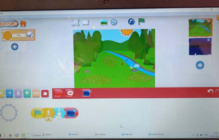 انجام پروژه شماره سه و چهار اسکرچ جونیور غروب آفتاب طلوع ماه 3