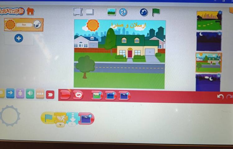 انجام پروژه شماره سه و چهار اسکرچ جونیور غروب آفتاب طلوع ماه 3