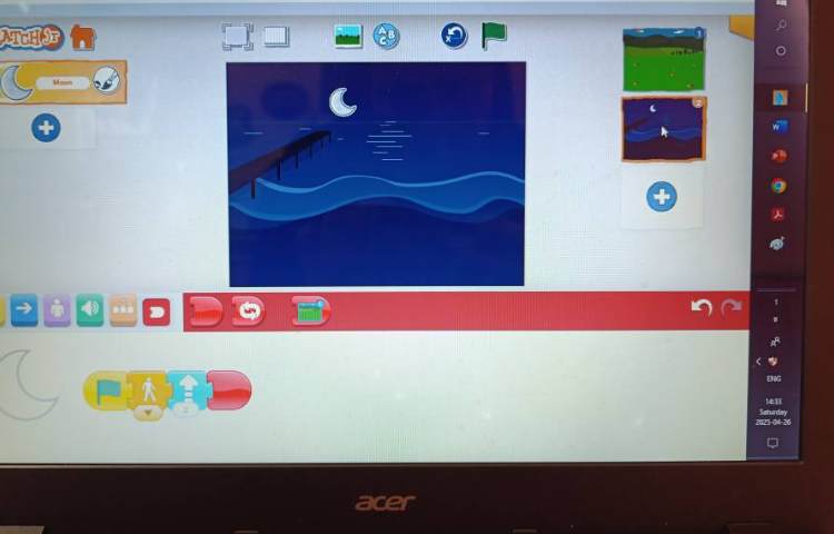 انجام پروژه شماره سه و چهار اسکرچ جونیور غروب آفتاب طلوع ماه