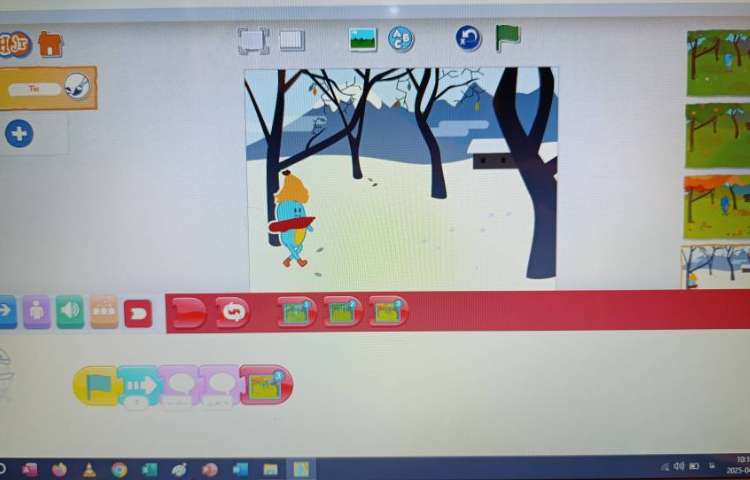 انجام پروژه های دو و چهار اسکرچ جونیور ( گردش ماه به دور زمین و چهارفصل ) 8