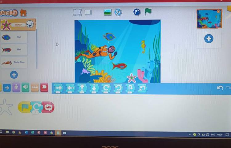 انجام پروژه های شماره شش و هشت اسکرچ جونیور چراغ راهنمایی و زیر دریا 3