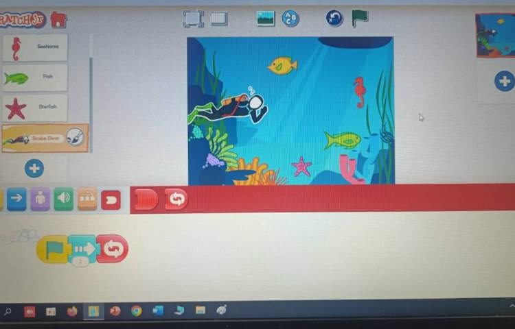 انجام پروژه های شماره شش و هشت اسکرچ جونیور چراغ راهنمایی و زیر دریا 3