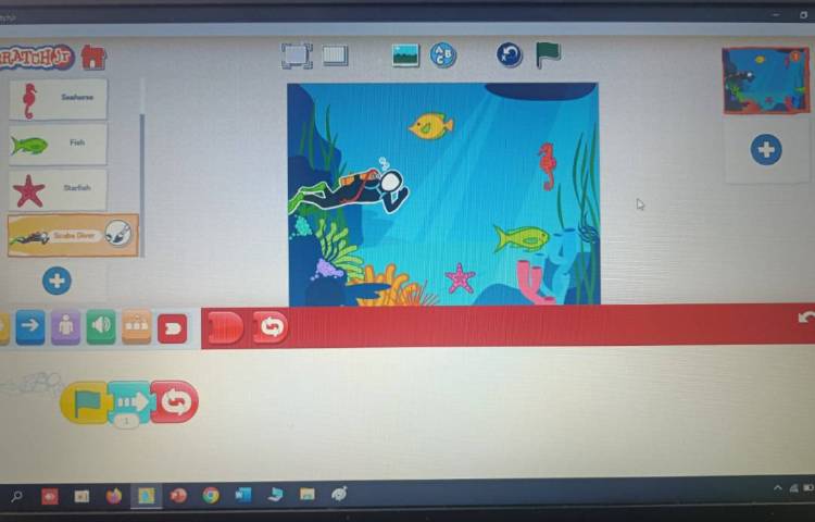 انجام پروژه های شماره شش و هشت اسکرچ جونیور چراغ راهنمایی و زیر دریا 8