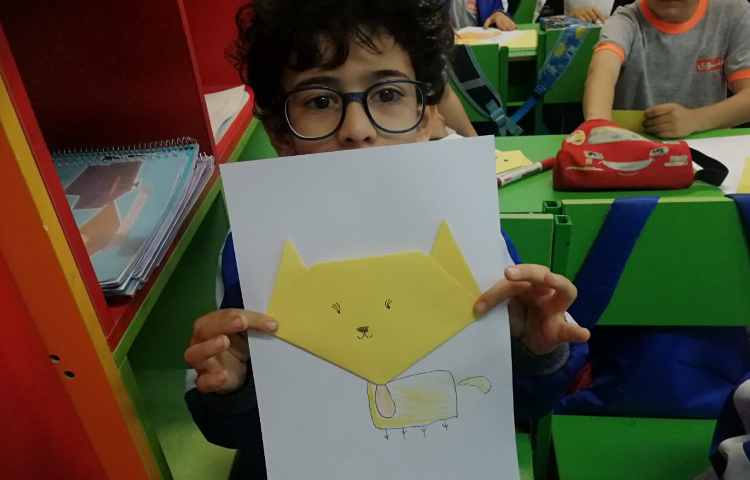 اوریگامی سر گربه همراه با نقاشی 1