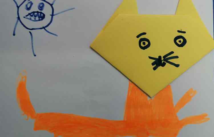 اوریگامی سر گربه همراه با نقاشی 10