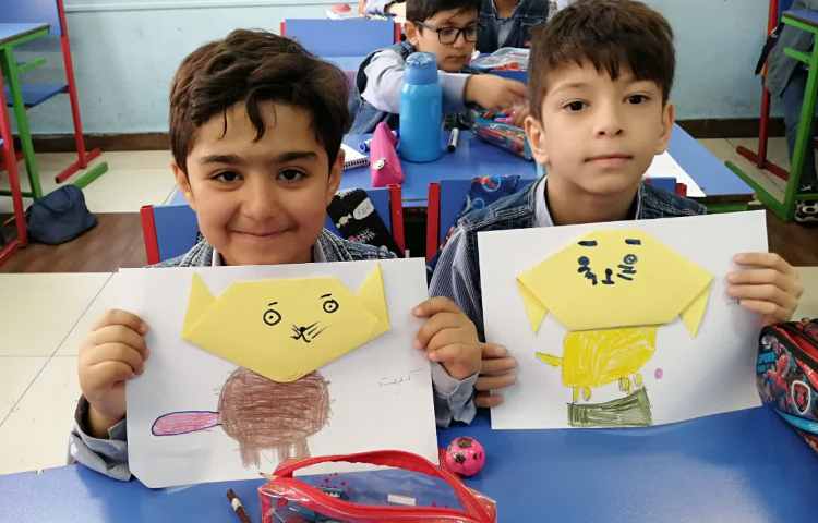 اوریگامی سر گربه همراه با نقاشی 9