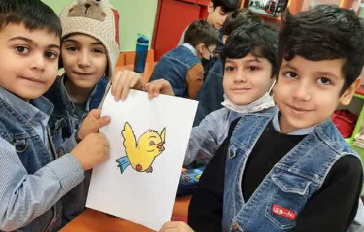 ایجاد انگیزه نشانه ج، رنگ آمیزی گنجشک به صورت گروهی