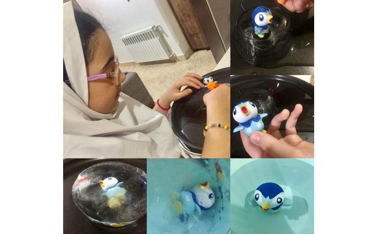 بازی با یخ در هفته ملی علوم،دختر خوبم ماهک قلابدور 1