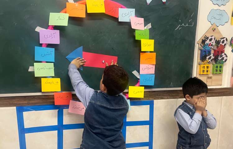 بازی حلقه کلمات-تمرین دیکته پا تخته ای و روانخوانی