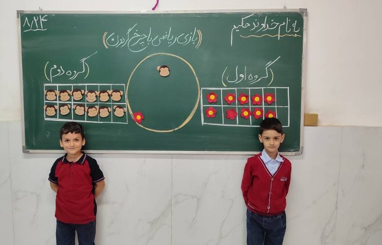 بازی و ریاضی اعداد با استفاده از چرخ گردون توسط دانش‌آموزان در کلاس انجام شد.