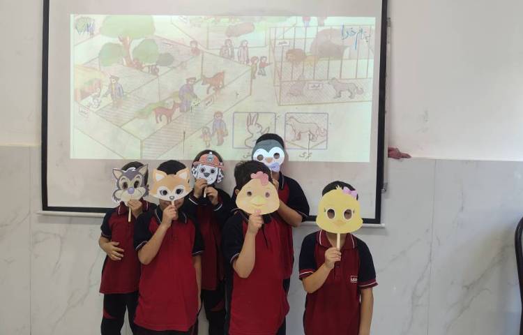 برای تثبیت نگاره 8 مبحث( باغ‌وحش) ماسک حیوانات در کلاس توسط دانش‌آموزان اجرا شد. 2