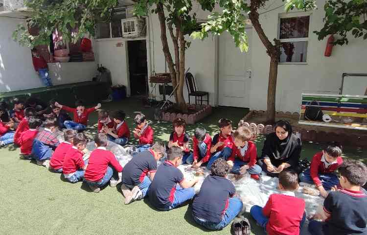 برای تثبیت یادگیری نشانه ( ظ) با استفاده از گِل نرم دست‌سازه‌های سفالی ظروف در حیاط مدرسه انجام شد. 2