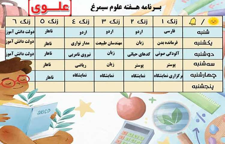 برنامه هفته علوم کلاس سیمرغ 1
