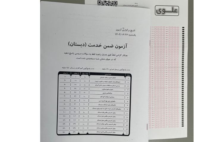: برگزاری آزمون ضمن خدمت 1