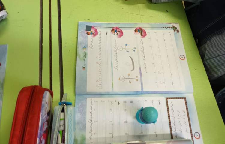 تدریس حرف( الف )و خط زمینه و نقاشی مربوط به درس 1