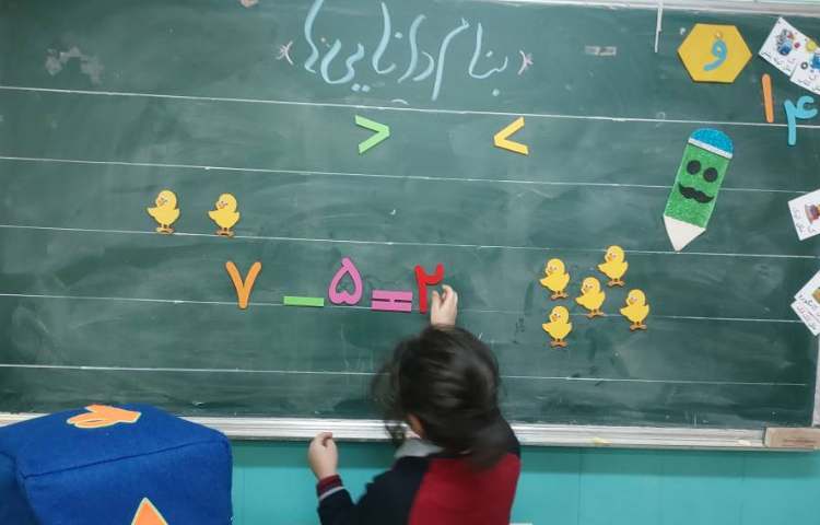 تدریس ریاضی مبحث تفریق با ابزار مگنتی 4