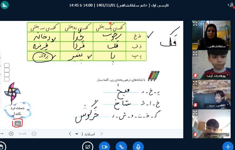 :تدریس نشانه (خ)، کلاس پرتقال 8