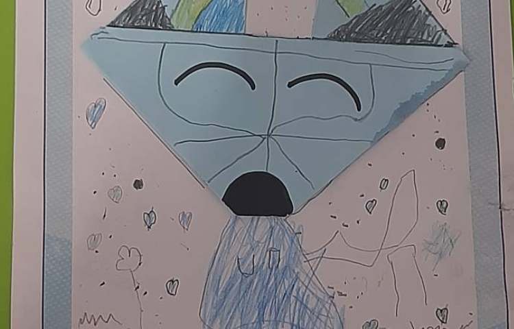 ترکیب اوریگامی و نقاشی روباه خوشحال 7