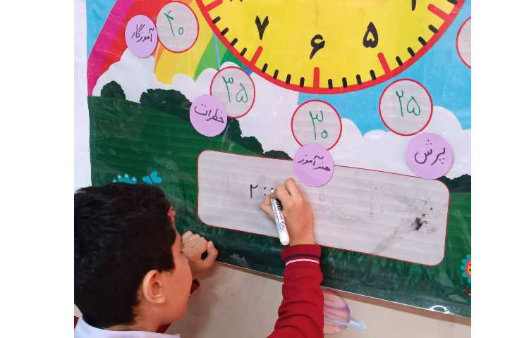 تلفیق ریاضی و فارسی مبحث ساعت و کلمه ی مشترک 1