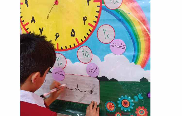 تلفیق ریاضی و فارسی مبحث ساعت و کلمه ی مشترک 2