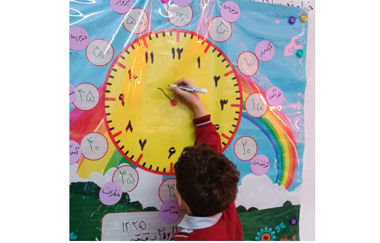 تلفیق ریاضی و فارسی مبحث ساعت و کلمه ی مشترک